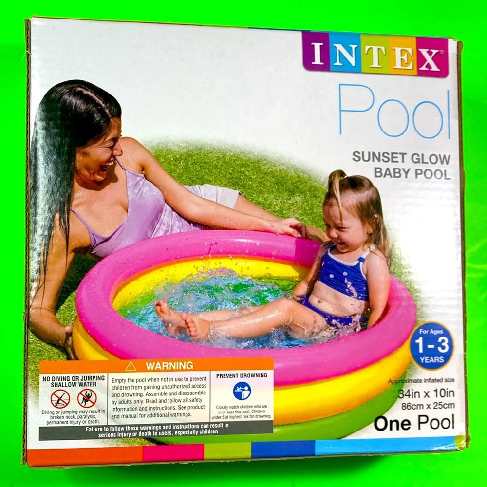 🎉 LAST ONE 5 for $10: New Intex Sunset Glow Inflatable Baby Pool 34” x 10” - Picture 2 of 4